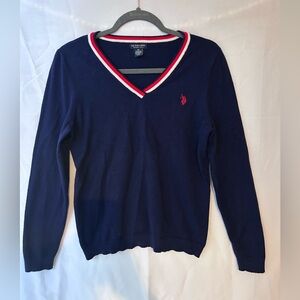 U.S. Polo Assn. Navy blue women’s Long Sleeve, V-Neck Sweater Size M
